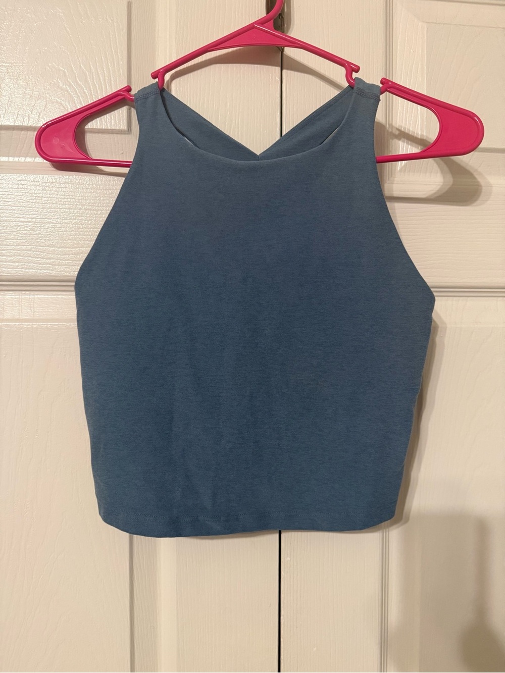 Beyond Yoga Steel Blue High-Neck Cropped Tank